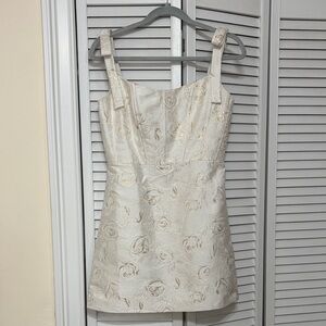 Dessy Collection Cream Floral Mini Dress